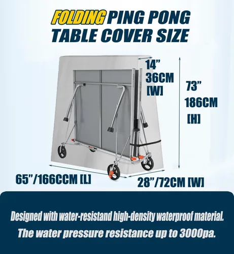 Miniatura 2 de Funda de mesa de ping pong 600D resistente al agua para exteriores e interiores, plegable, 9 x 5 pies, mesas de tenis de mesa plegables