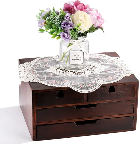 Miniatura 3 de AVLA Paquete de 6 manteles individuales de encaje, estilo francés retro, estera para tazas, manteles bordados para mesa de comedor, manteles