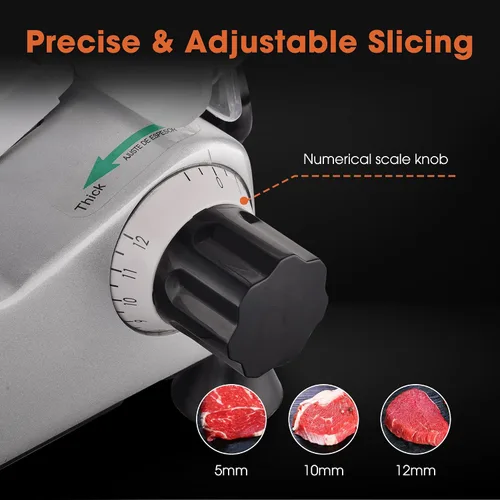 Miniatura 3 de WeChef Cortador de carne comercial de 10 '' 240 W eléctrico Deli Slicer Queso Cortador de alimentos Hoja de acero inoxidable para tienda restaurante