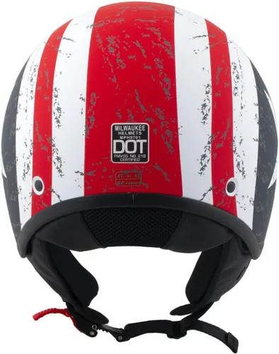 Miniatura 2 de Casco Milwaukee MPH9701DOT Maverick 3/4 de Cara Abierta con Barras y Estrellas para Motociclista, Casco DOT - Pequeño