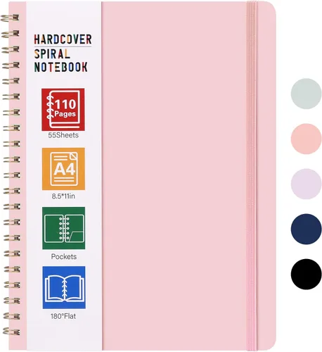 Miniatura 15 de LABUK Cuaderno de espiral de 8.5 x 11 pulgadas, cuadernos A4 de tapa dura para mujer, 55 hojas y 110 páginas, diario grande para el trabajo