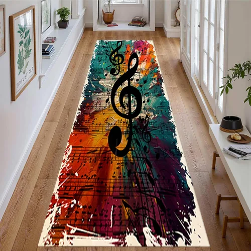 Miniatura 11 de Alfombra musical vintage, 2 x 8 pies, estilo retro, teclas de piano, notas musicales, notas musicales, alfombras de pasillo largas, suaves