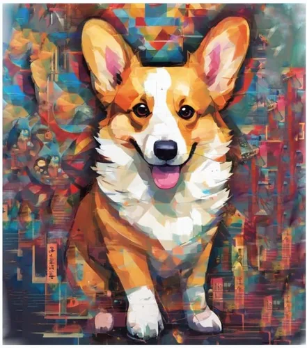 ZMHZMY Pintura por números para adultos, geometría creativa, Corgi, kits de pintura por números, pintura al óleo, lienzo de dibujo, decoración del