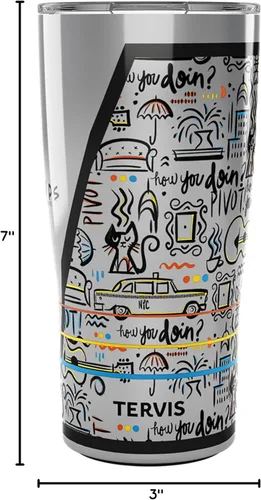 Miniatura 9 de Tervis Traveler Friends Pattern Vaso de Viaje Térmico con Aislamiento de Triple Pared Mantiene las Bebidas Frías y Calientes, 20oz, Acero Inoxidable