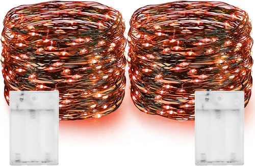 Miniatura 11 de Dazzle Bright - Guirnalda de luces de hadas de Halloween, 60 luces LED de 20 pies de alambre de cobre a batería y resistente al agua, decoraciones