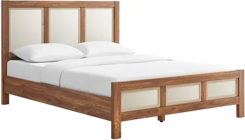 Miniatura 3 de Modway Capri Mid-Century - Cama de tamaño Queen moderna en nogal con cabecero y estribo