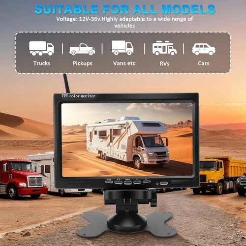 Miniatura 7 de Sistema de cámara de respaldo de 4 canales, 10.1 pulgadas, 1080p, IP69, impermeable, reproducción de grabación DVR, Bluetooth, radio FM, reproductor