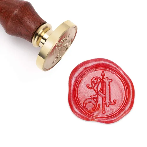 Miniatura 8 de Mceal Sello de cera, sello de latón con mango de madera, letra victoriana Y