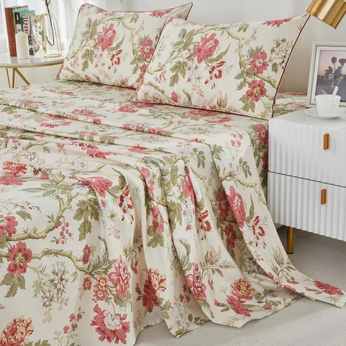 Miniatura 25 de Brandream Juego de sábanas tamaño King con estampado floral lujoso estilo bohemio con medallón azul y estampado de cachemira, colección de ropa
