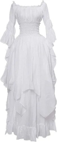 Miniatura 2 de SHOPESSA Vestido medieval para mujer, vestido renacentista de manga acampanada, vestido gótico victoriano con corsé
