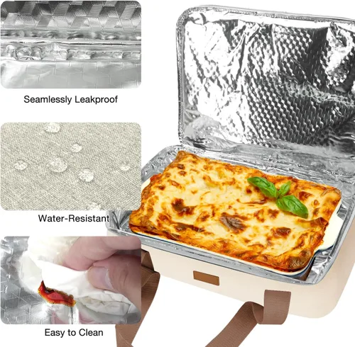 Miniatura 4 de Bolsa de transporte de cazuela expandible Vuudh - Bolsa de comida de doble cubierta, soporte de cazuela aislada para alimentos calientes o fríos