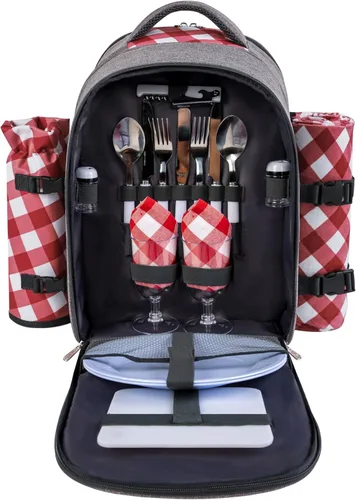 Miniatura 19 de apollo walker - Mochila para picnic para 2 personas con compartimento refrigerado, soporte desmontable para botella/vino, manta de forro polar