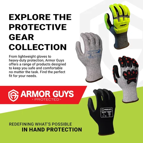 Miniatura 9 de Armor Guys Kyorene Pro 00-857 A5 - Guantes de trabajo resistentes a los cortes, grafeno, agarre de palma de nitrilo, protección de espalda TPV