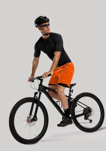 Miniatura 6 de Bikewa Pantalones cortos de ciclismo de montaña para hombre, con acolchado 3D, ajuste holgado, con bolsillos con cremallera