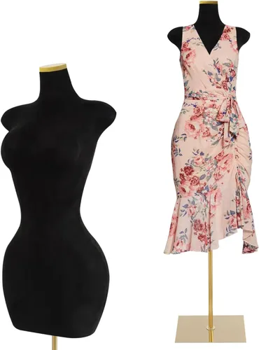 Miniatura 9 de Torso de maniquí femenino de talla grande con soporte, ajustable de 59 a 83 pulgadas, maniquí de cuerpo completo para tienda de ropa, tienda