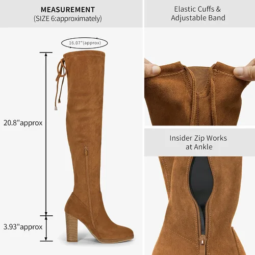 Miniatura 4 de Vepose Botas de gamuza con tacón grueso 996 para mujer, con plataforma y tacón grueso de 3.9 pulgadas