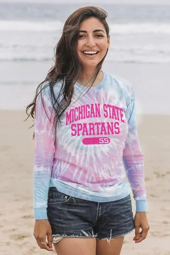 Miniatura 7 de Blue 84 Camiseta de manga larga con licencia oficial de la NCAA para mujer, teñido anudado