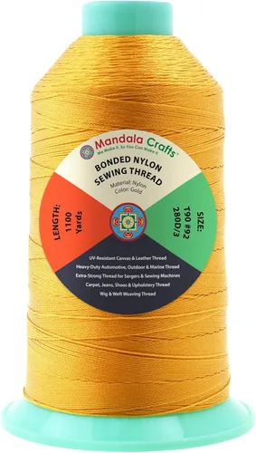 Miniatura 173 de Mandala Crafts - Hilo de nailon para coser cuero, tapicería, mezclilla y para trenzar el pelo; resistente, 1500 yardas, tamaño 69 T70 Marrón