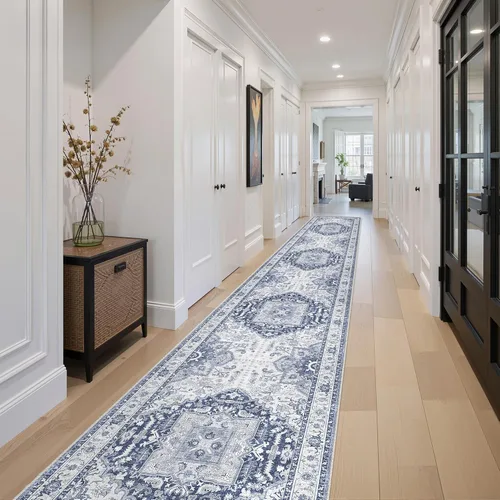 Miniatura 16 de Alfombra de pasillo lavable de 2 x 6 pies - Alfombras de cocina con respaldo antideslizante vintage suave estilo granja, alfombra de entrada