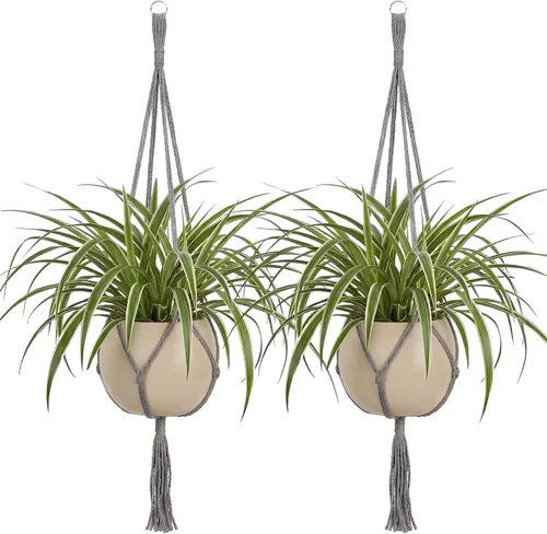Miniatura 12 de EBOOT Paquete de 3 cuerdas grandes de macramé para colgar plantas de 33, 41, 48 pulgadas, para colgar macetas para decoración de interiores
