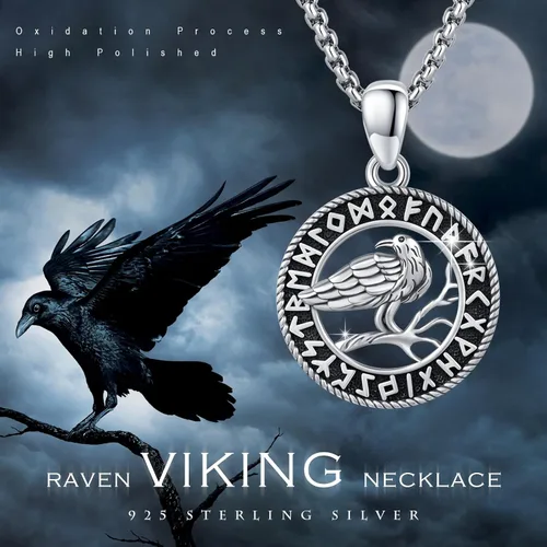 Miniatura 5 de Viking Animal Necklace 925 Sterling Silver WolfRavenDeerFoxSnake Necklace Viking Witcher Medallion Vegvisir Witcher Necklaces Viking Jewelry for Men