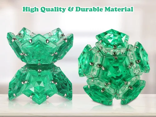 Miniatura 4 de Esfera antiestrés magnética - Bolas magnéticas de pentágonos - Juego de 12 piezas - Verde cristal - Juguete de imanes antiestrés - Creatividad más