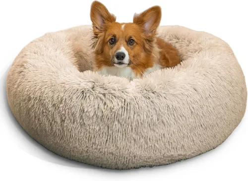 Miniatura 50 de Best Friends by Sheri - The Original Calming Donut - Cama calmante en forma de dona para perros y gatos - Pelo largo, gris escarcha, S, 23 x 23