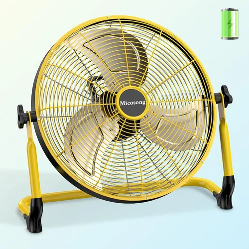 Miniatura 10 de Ventilador de suelo portátil de 14 pulgadas, ventilador de campamento inalámbrico para exteriores, ventilador recargable de larga duración