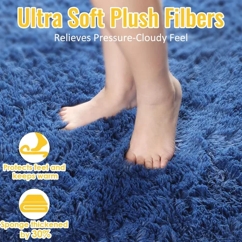 Miniatura 5 de PAGISOFE Alfombra Redonda Azul Marino Suave de 4 Pies, Alfombras Circulares para Dormitorio de Niños, Alfombras Peludas Esponjosas, Alfombra