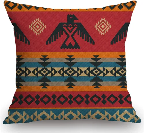 Miniatura 8 de Swono Funda de Almohada Decorativa con Patrón Étnico Abstracto Estampado del Suroeste Funda de Cojín Estilo Granja para Sofá Sillón 18x18 Pulgadas