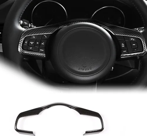 ABS cromo plástico volante decoración marco ajuste para Jaguar F-Pace F-TYPE XF XF XFL 2016 2017 2018 (fibra de carbono)