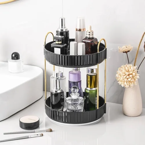 Miniatura 15 de Aveniee Organizador de maquillaje giratorio de 360 grados para tocador, organizadores de baño mejorados para perfume y cuidado de la piel