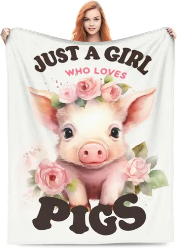 Miniatura 18 de Manta Linda con Diseño de Cerdito y Girasol, Regalos para Adultos y Niños, Manta de Franela de Dibujos Animados, Cerdito y Lechón, Suave, Cómoda
