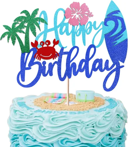 Miniatura 22 de Rsstarxi Paquete de 25 adornos tropicales para cupcakes Luau con decoración de pastel de flamenco de feliz cumpleaños, palmera, flamenco, piña