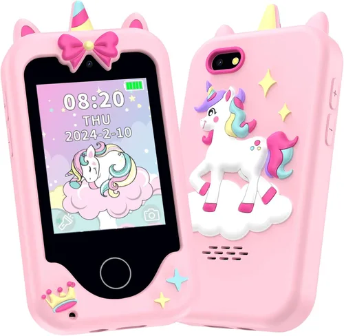 Miniatura 8 de Nikuku Teléfono para niños para niñas, teléfono inteligente para niños pequeños, regalo de cumpleaños de Navidad de 3, 4, 5, 6, 7, 8, 9, para niños