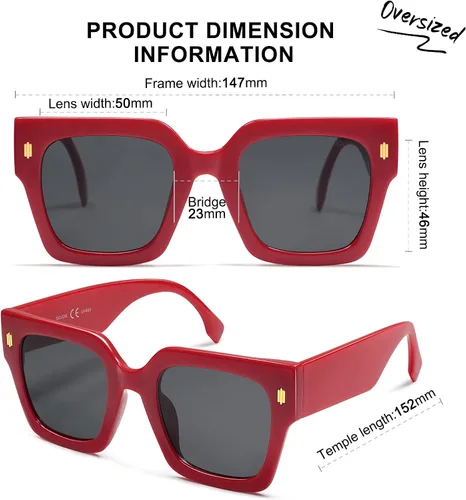 Miniatura 48 de SOJOS Gafas de sol cuadradas vintage de gran tamaño para mujer, estilo retro, de lujo, grandes, UV400 SJ2194