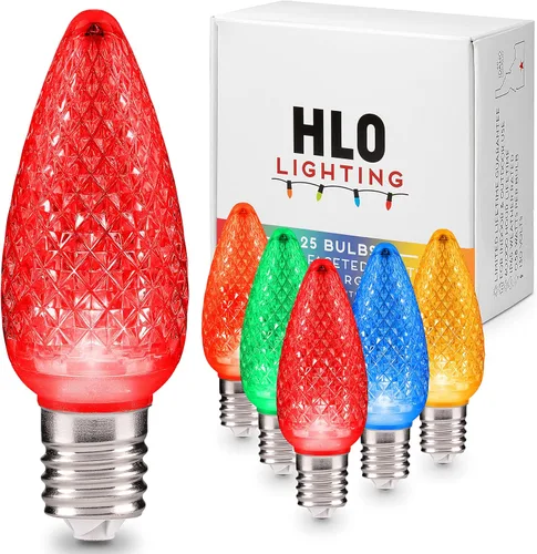 Miniatura 12 de HLO Lighting Juego de 25 bombillas LED de Navidad C9 de color blanco cálido para uso en interiores y exteriores Bombilla de repuesto duradera