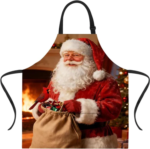 Miniatura 33 de ANNA QUEEN Delantal de Feliz Navidad para mujeres y hombres con bolsillos, delantal de muñeco de nieve, delantal de cocina ajustable para cocinero