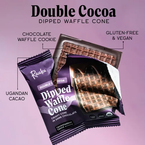 Miniatura 3 de Raaka Barra de cono de gofres de chocolate, juego de cono de gofre en chocolate negro Chocolate negro gourmet de grano a barra Orgánico, vegano