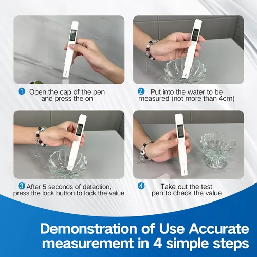 Miniatura 6 de Probador de calidad de agua digital 4 en 1, medidor de TDS EC y temperatura (°C,°F) preciso y confiable, medidor de TDS para agua potable, probador