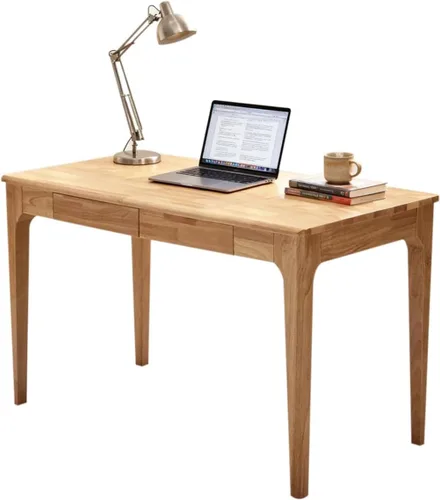 Miniatura 5 de Escritorio de madera maciza con cajones, pequeño escritorio con cajones para computadora, escritorio de PC para trabajo, estudio o juegos, fácil