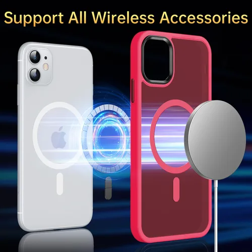 Miniatura 7 de Funda magnética para iPhone 11, [probada en caídas de grado militar] [compatible con MagSafe] a prueba de golpes, translúcida y dura, suave funda