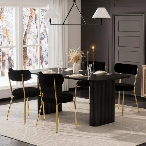 Miniatura 31 de RGZ Juego de mesa de comedor oval moderna de 71", juego de mesa y sillas de 7 piezas para 6, juego de mesa de cocina de mármol sintético y 6 sillas
