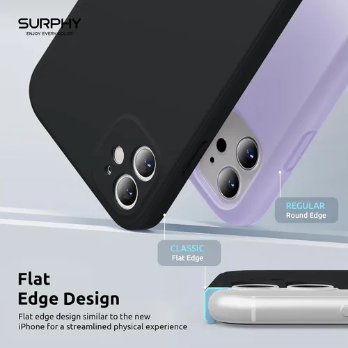 Miniatura 3 de SURPHY Diseño para iPhone 11 con protección de cámara, diseño delgado de borde recto, funda de silicona líquida para iPhone 11 de 6.1 pulgadas, negro