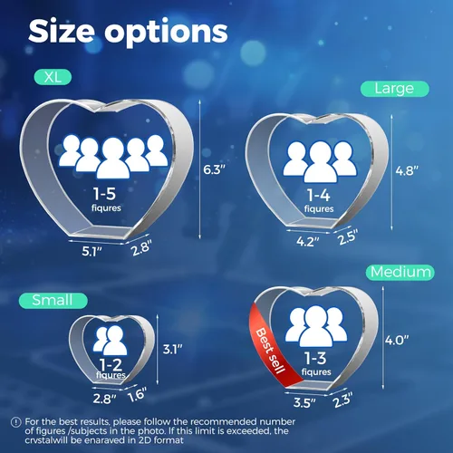 Miniatura 4 de Foto de cristal 3D con forma de corazón personalizada, regalo de imagen de cristal grabada con láser para papá, marido, abuelo, día del padre