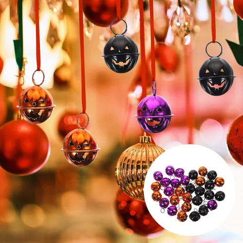 Miniatura 4 de Campanas de calabaza de Halloween, cascabeles pequeños de metal para decoración de fiestas, suministros de manualidades con sonido claro, mini