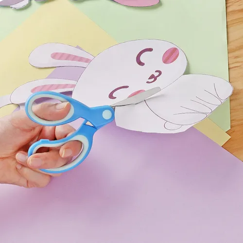 Miniatura 2 de Asdirne Left Kids Tijeras de seguridad para niños con punta roma cuchillas de acero inoxidable y agarre suave, ideal para el hogar y la escuela, Sin
