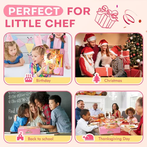 Miniatura 7 de Juego de cocina para niña pequeña con caja de almacenamiento - Juego de cocina rosa para niñas, material PP seguro, herramientas de cocina
