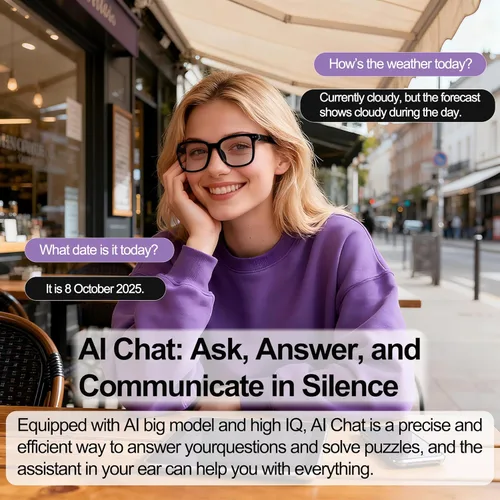 Miniatura 3 de Lentes de traducción Bluetooth inalámbricos inteligentes AI para hombres/mujeres con altavoces/Bluetooth y más de 140 idiomas traducción