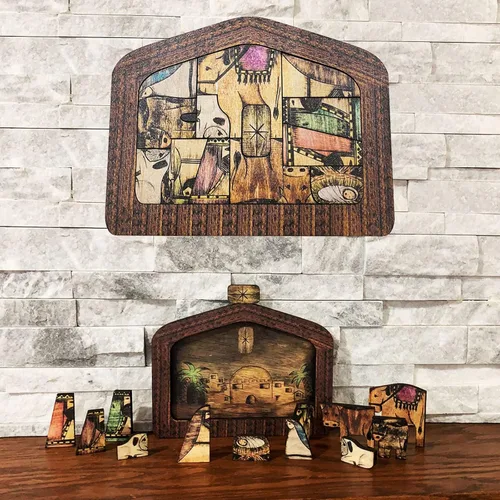Miniatura 2 de Rompecabezas de madera de Jesús, rompecabezas de pesebre con diseño de madera quemada, decoración de escultura de rompecabezas de Jesús